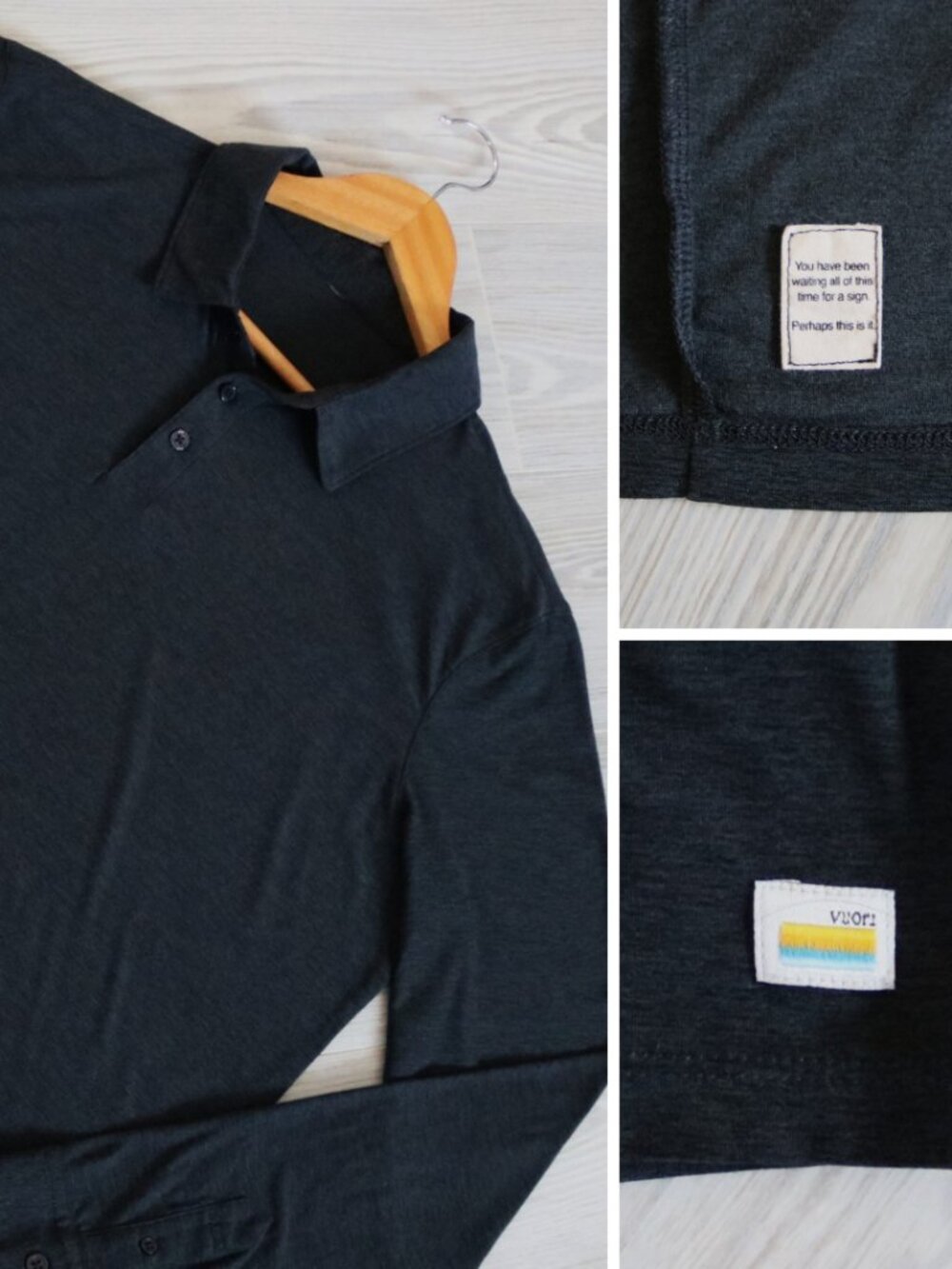 Vuori Long Sleeve Strato Tech Polo Shirt Men's Charcoal Heather Size L V1006